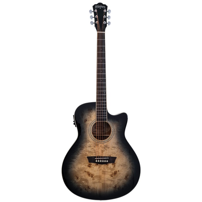 Washburn DFBACEB Deep Forest Burl Ace Black Fade Elektro Akustik | Şık Siyah Fade Cila Gelişmiş Elektronikler