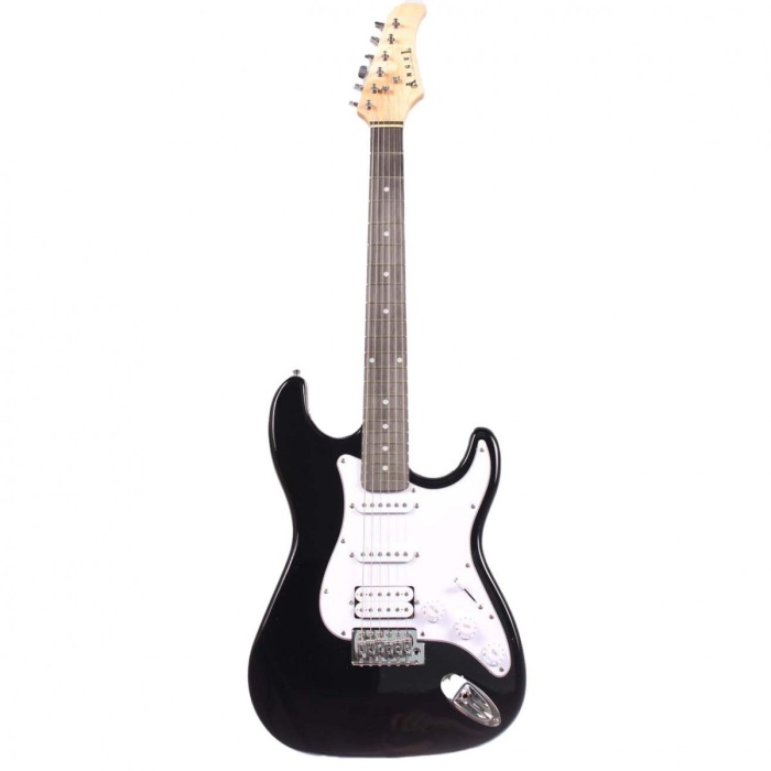Angel Aeg100-bk Elektro Gitar - Siyah (başlangıç - Strat Tipi) | Hss Manyetik Dizilimi (1 Humbucker + 2 Single), Senkronize Tremolo Köprü, 5-yollu Switch | Ölçüler: 648 Mm Skala Uzunluğu