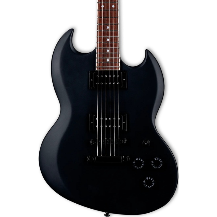 ESP LTD LVOLSUNG200BLKS Lars Frederiksen Signature Volsung-200 (Üst Segment - Signature Seri) | Rancid Gitaristi İmzalı SG/Double-cut Tasarımı, Maun Gövde, ESP Tasarımı LH-150 Manyetikler | Ölçüler: 24.75 İnç Skala Uzunluğu
