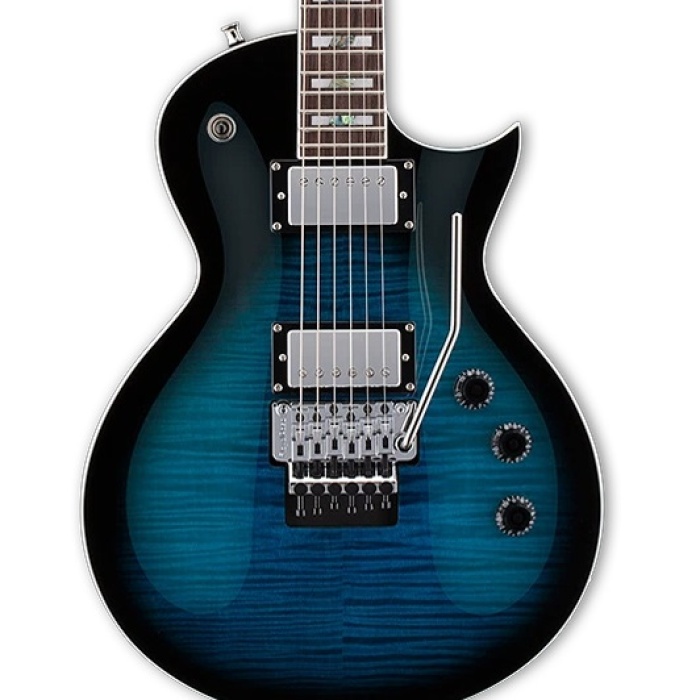 ESP LTD LAS1FRFMBLKAQSB Alex Skolnick Signature AS-1FR Black Aqua Sunburst | Alevli Kapak Floyd Rose Köprü