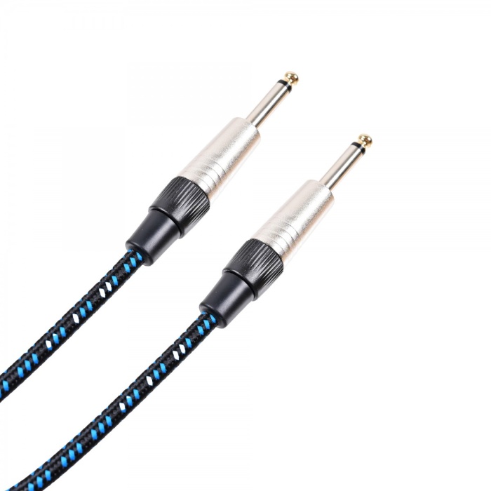 Madison MIC030-6M-BBL Örgülü Gitar Kablosu (6m Siyah-Mavi) | Uzun Ömürlü Bez Kablo