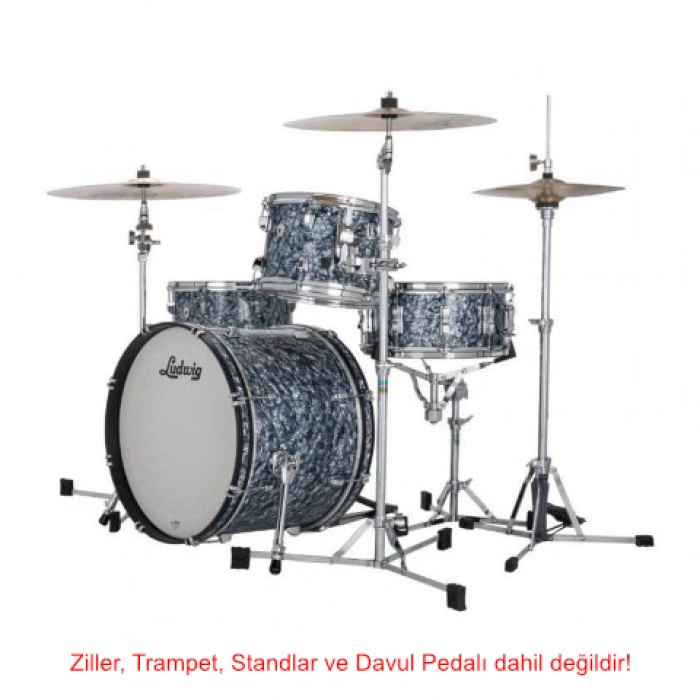 Ludwig LN34023TXA7 Neusonic Downbeat Shell Set (Blue Pearl) | Amerikan Yapımı Akçaağaç/Kiraz Gövde