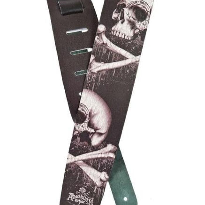 Planet Waves 25LAL01 Alchemy Deri Gitar Askısı Black Blood Skull | Gotik Seri - Hakiki Deri - Premium