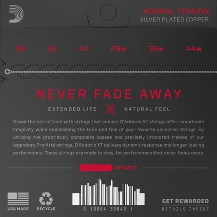 DAddario XTC45TT XT Serisi Klasik Gitar Tel Seti (Normal Tension - Titanyum)
