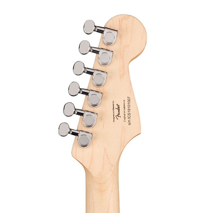 Squier 0370123506 Mini Stratocaster Solak Elektro Gitar (Siyah) | Solak Çalım İçin Kompakt Gövde ve Standart Strat Sesi