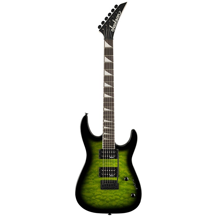 Jackson 2910211587 JS20 Dinky DKQ 2PT Elektro Gitar (Transparent Green Burst) | Amaranth Klavye Yeşil Burst Renk ve HSS Manyetik Dizilimi