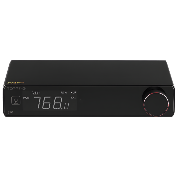 Topping Audio 01 0029 E70 DAC ES9028Pro - Siyah (Profesyonel - Hi-Fi Bluetooth DAC) | ESS Sabre ES9028Pro Amiral Gemisi Çip, XLR/RCA Çıkış, Uzaktan Kumandalı | Ölçüler: 200 x 138 x 44 mm