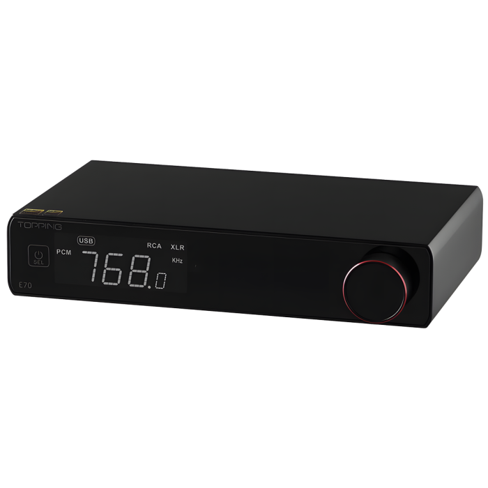 Topping Audio 01 0029 E70 DAC ES9028Pro - Siyah (Profesyonel - Hi-Fi Bluetooth DAC) | ESS Sabre ES9028Pro Amiral Gemisi Çip, XLR/RCA Çıkış, Uzaktan Kumandalı | Ölçüler: 200 x 138 x 44 mm