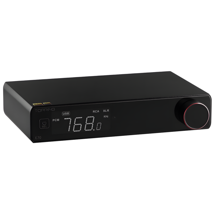 Topping Audio 01 0029 E70 DAC ES9028Pro - Siyah (Profesyonel - Hi-Fi Bluetooth DAC) | ESS Sabre ES9028Pro Amiral Gemisi Çip, XLR/RCA Çıkış, Uzaktan Kumandalı | Ölçüler: 200 x 138 x 44 mm