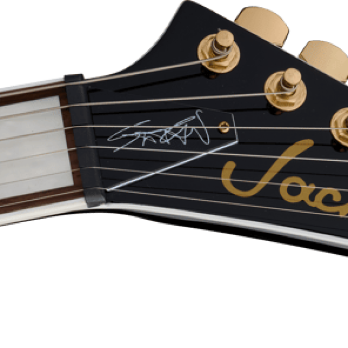 Jackson 2916413503 Scott Ian King V KVXT Elektro Gitar (Gloss Black) | Anthrax Efsanesi İmzalı Siyah Gövde ve Altın Donanım