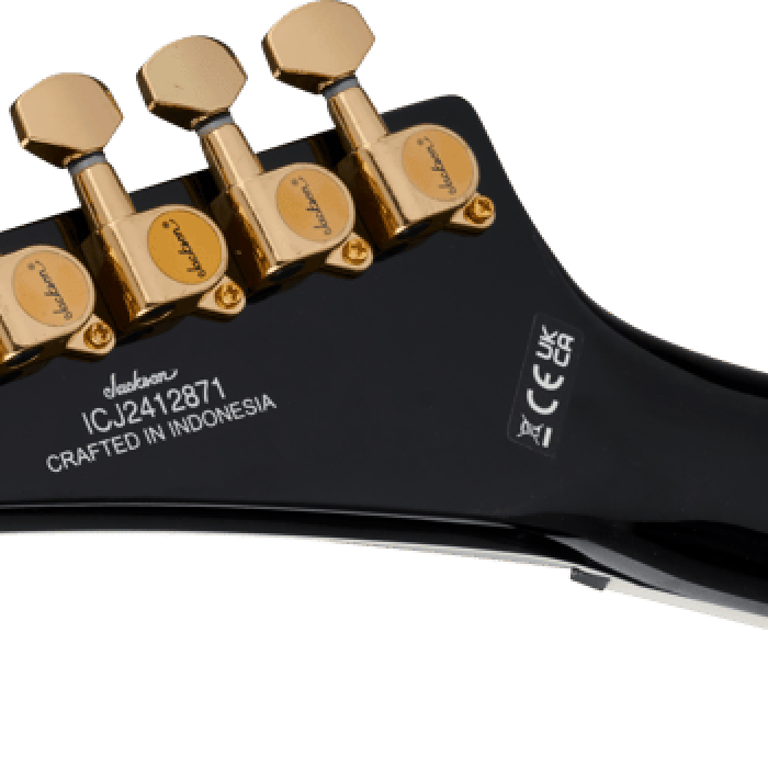 Jackson 2916413503 Scott Ian King V KVXT Elektro Gitar (Gloss Black) | Anthrax Efsanesi İmzalı Siyah Gövde ve Altın Donanım