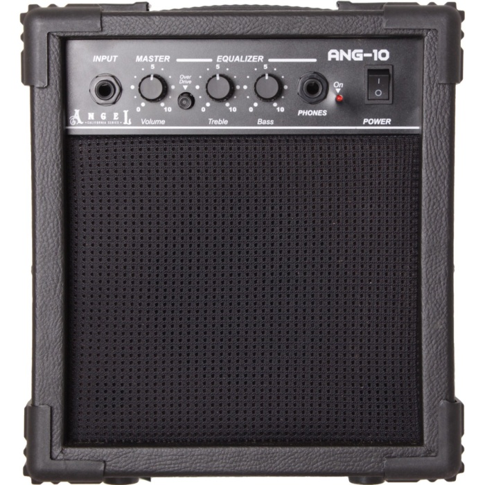 Angel ANG-10-BK 10 Watt Siyah Elektro Gitar Amfisi | Clean ve Drive Kanalları, Kulaklık Çıkışı ile Sessiz Çalışma İmkanı