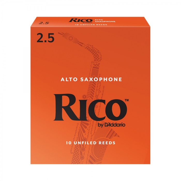 DAddario RJA1025 Rico Orange Box Alto Saksafon Kamışı No: 2.5 (Orta Seviye/Eğitim) - 10lu Paket | Klasik Turuncu Kutu, Caz ve Eğitim İçin İdeal Standart
