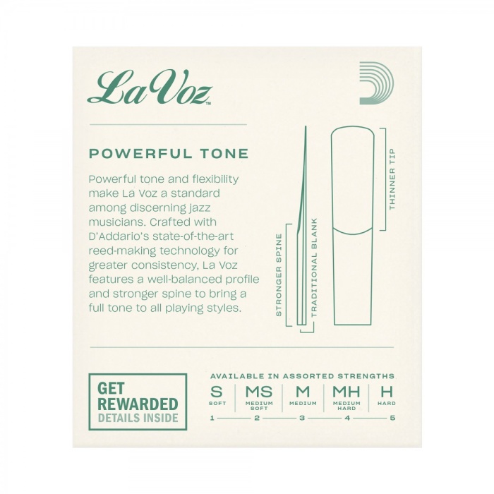 DAddario RJC10SF La Voz Alto Saksafon Kamışı Soft Sertlik (Profesyonel/Caz) - 10lu Paket | Caz İçin Özel Kesim, Güçlü Ses Projeksiyonu ve Esneklik