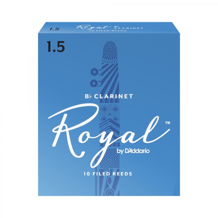 DAddario RCB1015 Royal Sib (Bb) Klarnet Kamışı No: 1.5 (Başlangıç/Eğitim) - 10lu Paket | Fransız Kesim (Filed), Esnek ve Net Ton, Eğitim İçin İdeal