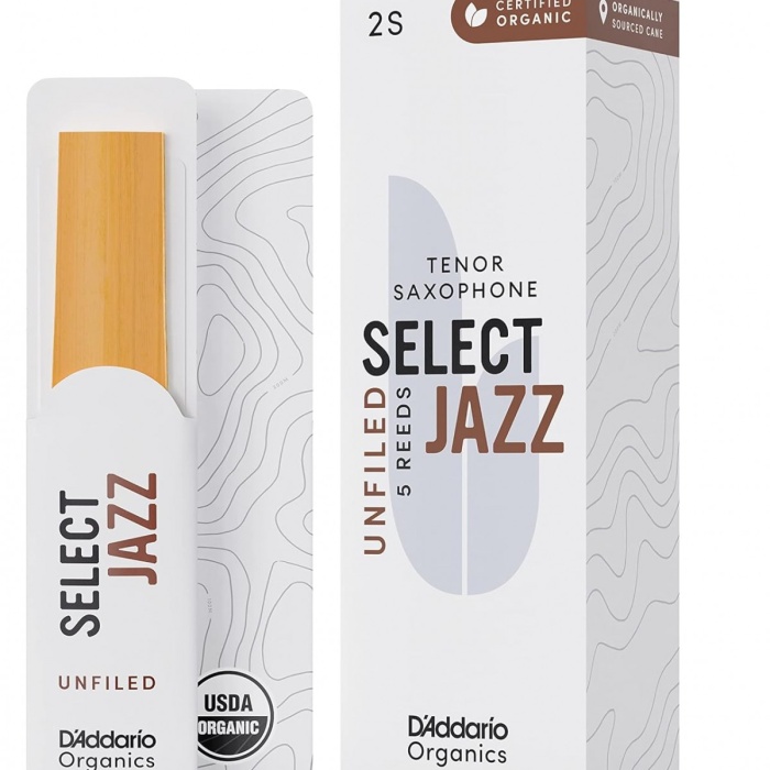 DAddario ORRS05TSX2S Organic Select Jazz Unfiled Tenor Saksafon Kamışı No: 2 Soft (Profesyonel/Caz) - 5li Paket | Kimyasalsız Organik Tarım Sertifikalı ve Esnek Çalım