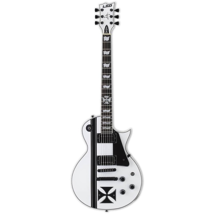 ESP LTD LIRONCROSSSW James Hetfield Iron Cross Snow White Elektro Gitar | EMG JH HET Set Aktif Manyetikler, Maun Gövde ve Abanoz Klavye, TonePros Kilitli Köprü