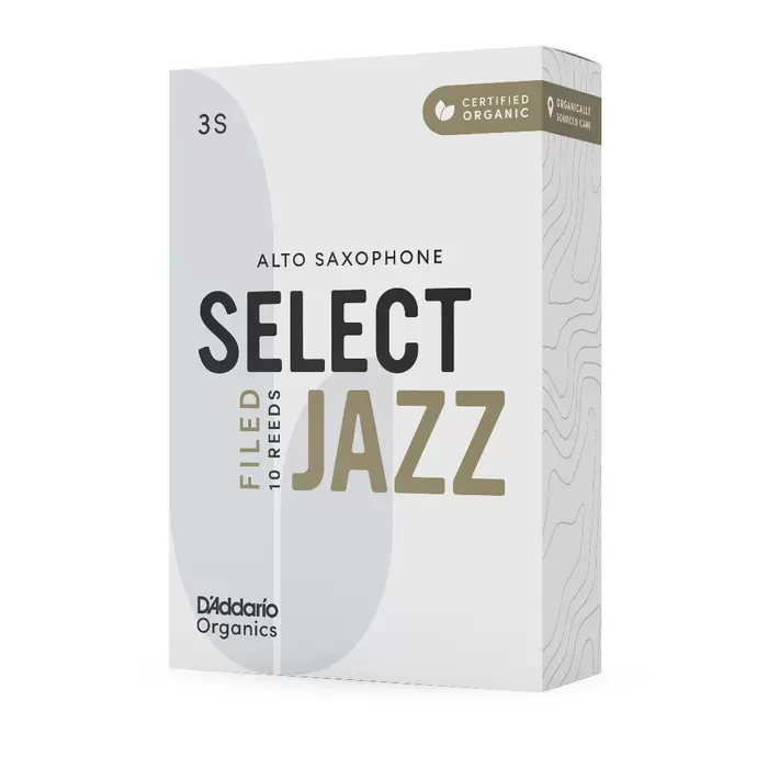 DAddario ORSF10ASX3S Organic Select Jazz Filed Alto Saksafon Kamışı No: 3 Soft (Profesyonel/Caz) - 10lu Paket | Kimyasalsız Organik Tarım Sertifikalı, Parlak ve Net Ton