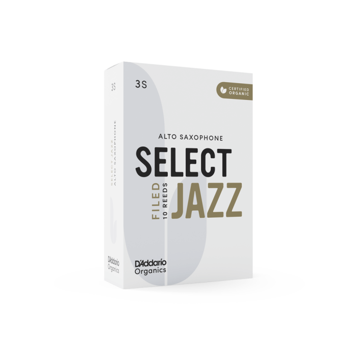 DAddario ORSF10ASX3S Organic Select Jazz Filed Alto Saksafon Kamışı No: 3 Soft (Profesyonel/Caz) - 10lu Paket | Kimyasalsız Organik Tarım Sertifikalı, Parlak ve Net Ton