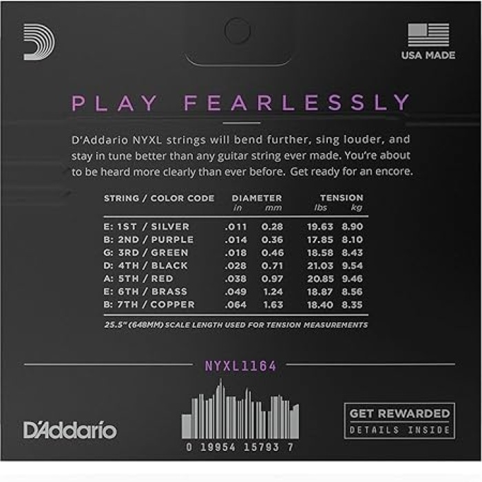 DAddario NYXL1164 NYXL Serisi Elektro Gitar Tel Seti (11-64)