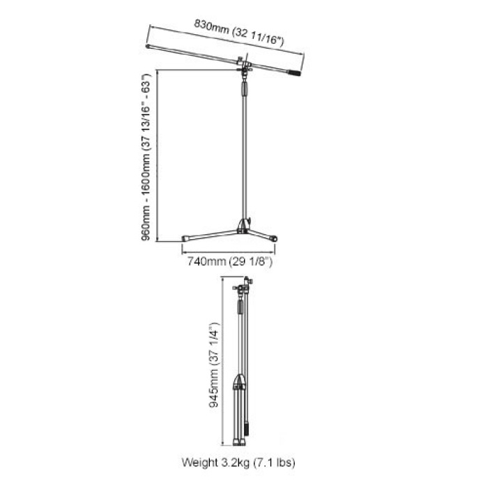 Tama MS205BK Mikrofon Sehpası (Siyah) | Boom Kol - Ağır Taban - Profesyonel Sahne Tipi