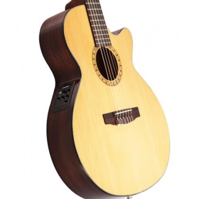Cort Cec7 Elektro Klasik Gitar Naturel | Doğal Parlaklıkta İnce Kesik Gövdeli İspanyol