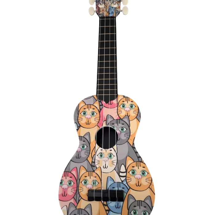 Hawaiian U202-cat Çocuk Gitarı - Kedi Figürlü (eğitim - 30 İnç) | 6 Telli Naylon Yapı, Gerçek Akort Tutma Özelliği, Çocuk Elleri İçin Ergonomik Sap | Ölçü: 30 İnç / 76 Cm (1/4 Boy - 4-7 Yaş Arası İçin)