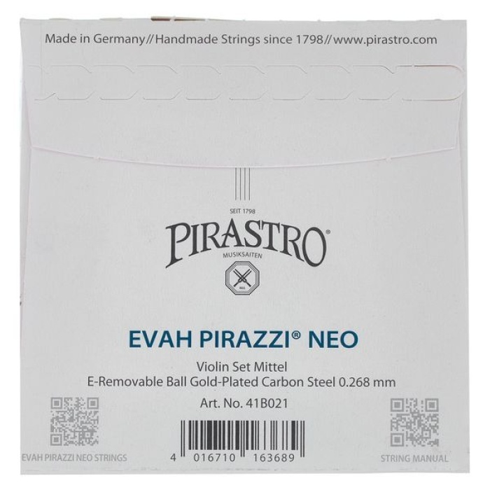 Pirastro 41B021 Evah Pirazzi Neo Keman Tel Seti | Sentetik Özlü Modern ve Sıcak Tını, Hızlı Tepki Veren Esnek Yapı, Profesyonel Solistler İçin İdeal