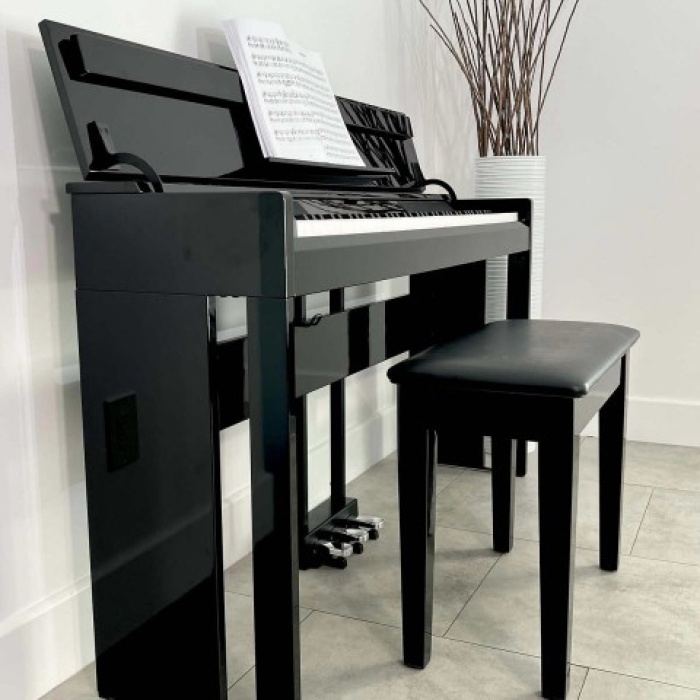 Artesia A-24-BP Dijital Piyano - Lake Siyah (Başlangıç/Orta - Mobilya Tipi Piyano) | Parlak Lake Siyah (Polished), 88 Ağırlıklı Çekiç Aksiyonlu Tuş Takımı, Dahili Hoparlör | Ölçüler: 1360 x 385 x 775 mm