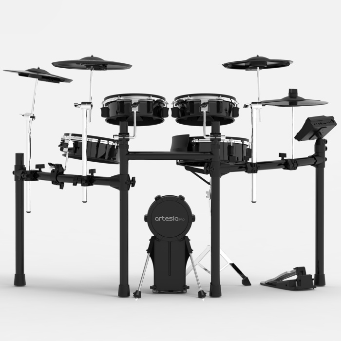 Artesia A250-BMS Legacy Dijital Davul Seti Black Metallic Stripe (Orta Seviye) | File Deri Mesh Padler, Hassas Tetikleme, Komple Set