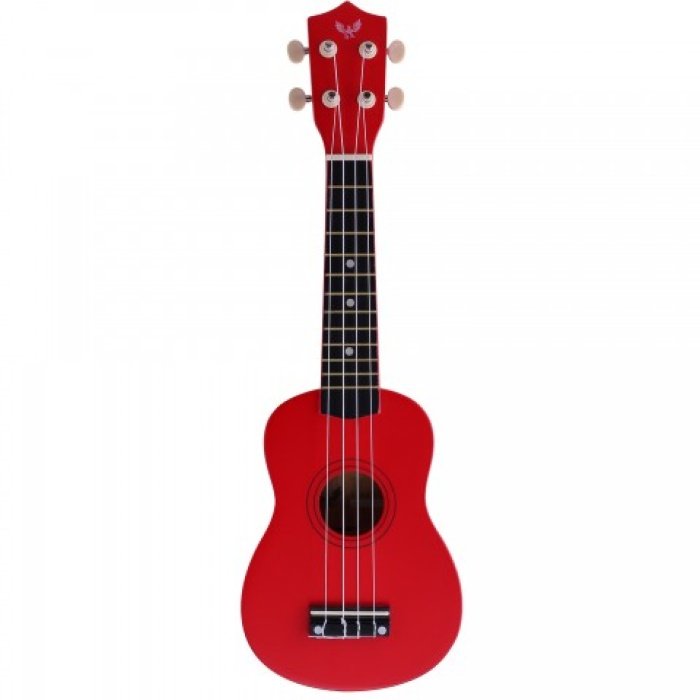 Angel AUK21-RD Soprano Ukulele - Kırmızı (Başlangıç - Renkli Seri) | Kırmızı Parlak Bitiş, Yumuşak Naylon Teller, Yeni Başlayanlar İçin İdeal Klavye | Ölçüler: 21 İnç / 330 mm Skala