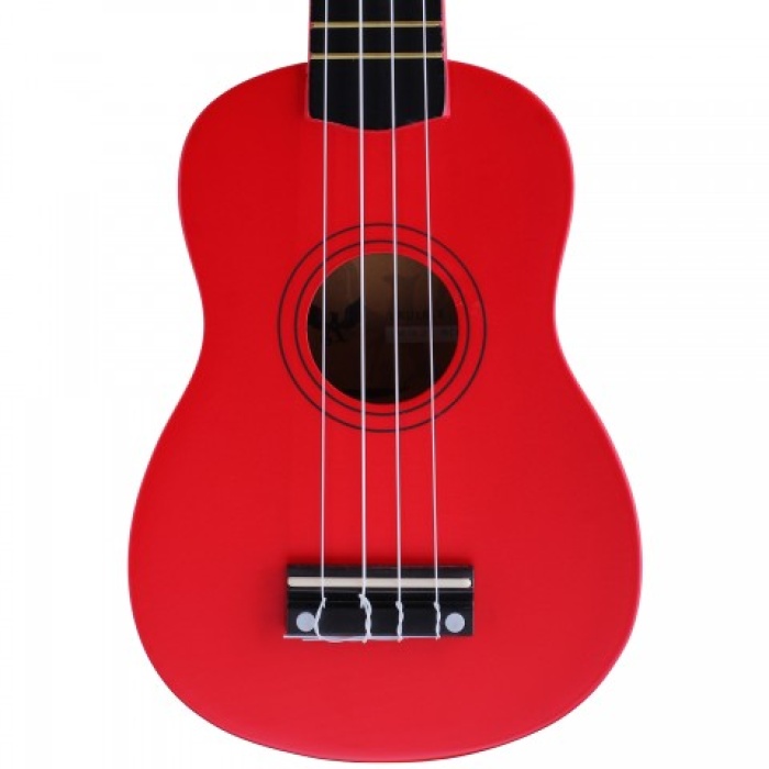 Angel AUK21-RD Soprano Ukulele - Kırmızı (Başlangıç - Renkli Seri) | Kırmızı Parlak Bitiş, Yumuşak Naylon Teller, Yeni Başlayanlar İçin İdeal Klavye | Ölçüler: 21 İnç / 330 mm Skala