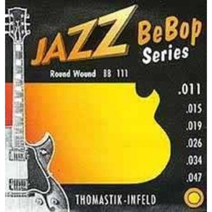 Thomastik BB111 BeBop Elektro Gitar Teli (Profesyonel - Jazz & Blues Serisi) | Round Wound (Yuvarlak Sarım), Saf Nikel, Sıcak ve Zengin Harmonik Yapı | Ölçüler: 0.011 - 0.050 İnç Takım