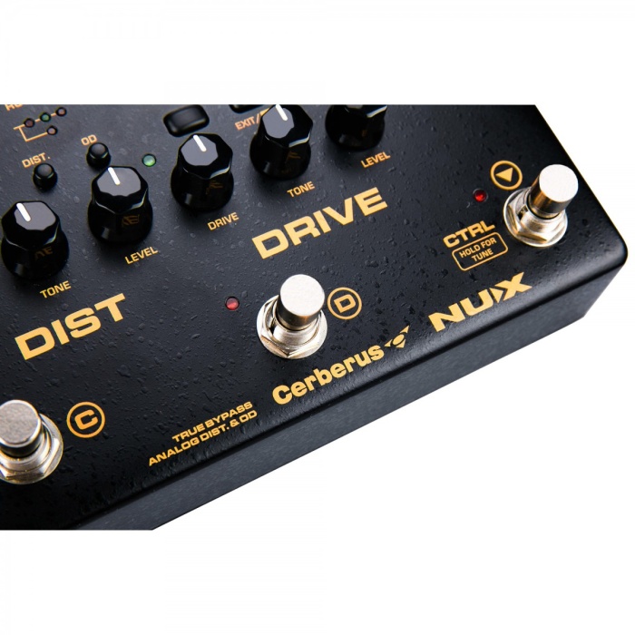 NUX CERBERUS Entegre Efekt ve Kontrol Pedalı (Üst Segment - Hibrit Multi-FX) | Analog Overdrive ve Distortion Devresi, MIDI Kontrol, 4-Kablo Metodu (4CM) Desteği | Ölçüler: 320 x 110 x 65 mm