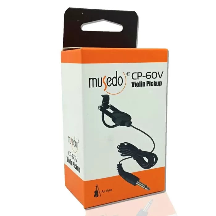 Musedo CP-60V Keman Manyetiği (Profesyonel - Klipsli Piezo Pickup) | Titreşim Sensörlü Klips, Kablo Dahil, Pratik Montaj, Gürültüsüz Sinyal Aktarımı | Uyum: Keman, Viyola ve Çello Modelleri