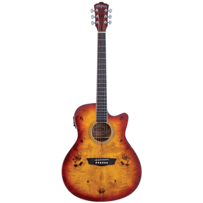 Washburn DFBACEA Deep Forest Burl Ace Amber Fade Elektro Akustik | Kesik Kasa Sahne Preamp Sistemi