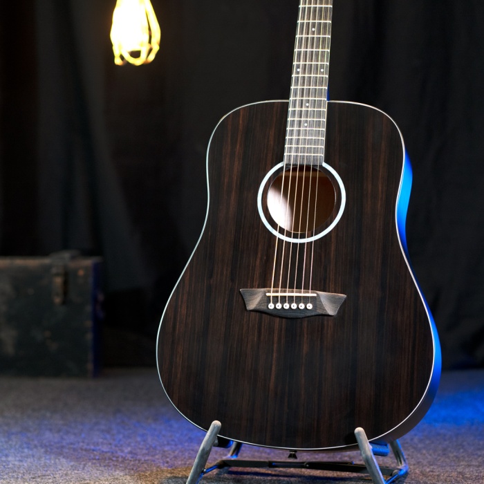 Washburn DFED Deep Forest Ebony Akustik Gitar (Profesyonel - Dreadnought Kasa) | Egzotik Abanoz Üst Kapak, Okoume Arka ve Yanlar, Mat Bitiş, Derin ve Sıcak Ton | Ölçüler: 648 mm Skala Uzunluğu