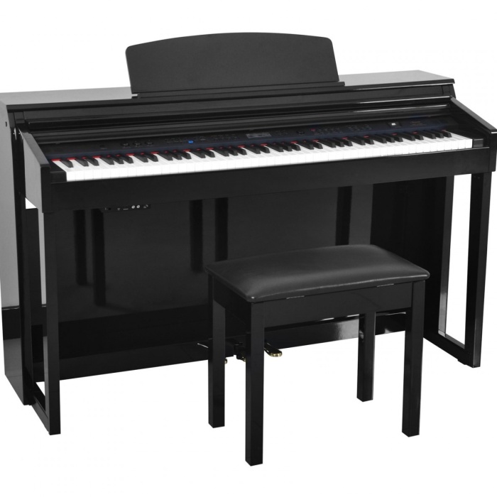 Artesia DP-150E-BP Dijital Piyano - Lake Siyah (Üst Segment - Konsol Piyano) | Parlak Lake Siyah (Black Polished) Finish, Gerçekçi Çekiç Aksiyonu, Yüksek Güçlü Hoparlör Sistemi | Ölçüler: 1370 x 430 x 840 mm