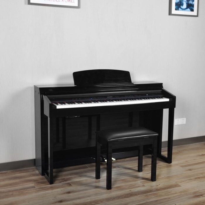 Artesia DP-150E-BP Dijital Piyano - Lake Siyah (Üst Segment - Konsol Piyano) | Parlak Lake Siyah (Black Polished) Finish, Gerçekçi Çekiç Aksiyonu, Yüksek Güçlü Hoparlör Sistemi | Ölçüler: 1370 x 430 x 840 mm