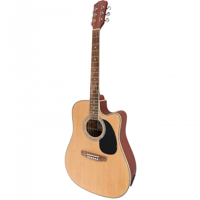 Almira F650N-C Elektro Akustik Gitar - Naturel (Başlangıç/Orta - Cutaway Kasa) | Naturel Parlak Cila, Dahili Tuner ve 4-Band EQ, Ihlamur Gövde Yapısı | Ölçüler: 41 İnç Standart Dreadnought