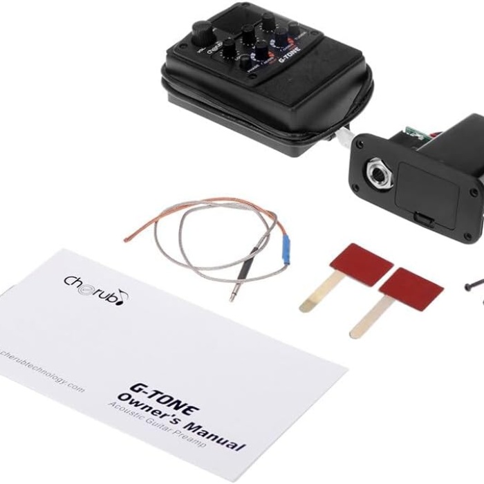 Cherub GT-6 Akustik Gitar Preamfi ve Efekt Ünitesi (Üst Segment - Çok Fonksiyonlu Preamp) | Reverb, Delay, Chorus ve Wide Efektleri, 3-Band EQ, Feedback Önleyici Notch Filtre | Ölçüler: Gelişmiş Montaj Paneli