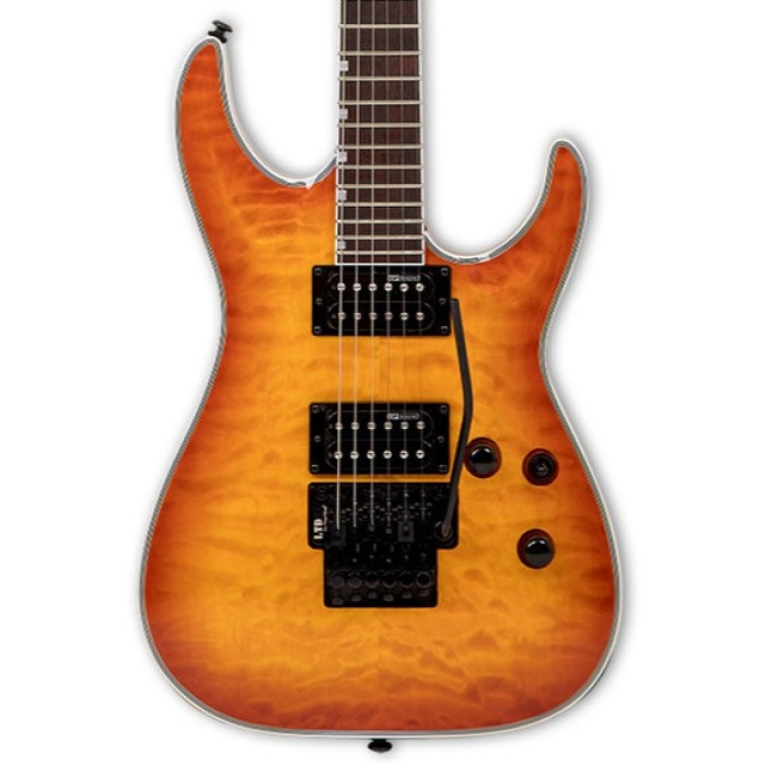 ESP LTD LXMH230QMFRASB MH-230 QM FR Amber Sunburst | Kaplan Desenli Kapak Hızlı Solo