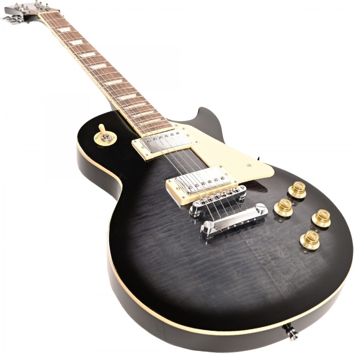 Madison MEG-LPF-TBK Elektro Gitar (Trans Siyah) | Les Paul Tarzı Alevli Kapak