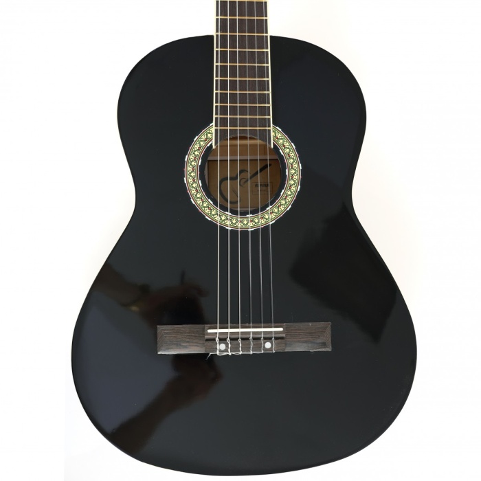 Almira MG917-BK Klasik Gitar - Siyah (Başlangıç - 4/4 Boy) | Siyah Parlak Finish, Ihlamur Ağacı Gövde, Klasik Müzik Eğitimi İçin Dengeli Tansiyon | Uyum: 4/4 (Tam Boy) Standart
