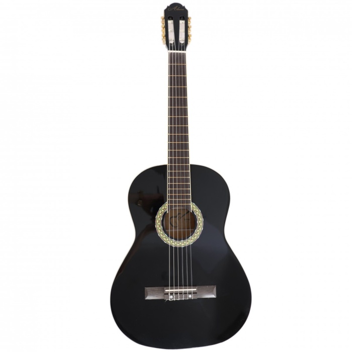 Almira MG917-BK Klasik Gitar - Siyah (Başlangıç - 4/4 Boy) | Siyah Parlak Finish, Ihlamur Ağacı Gövde, Klasik Müzik Eğitimi İçin Dengeli Tansiyon | Uyum: 4/4 (Tam Boy) Standart