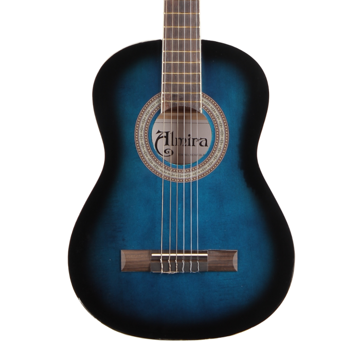 Almira MG917-JR-BLS 3/4 Klasik Gitar - Blue Sunburst (Eğitim - Junior Boy) | Mavi Sunburst Parlak Bitiş, Çocuk Ergonomisine Uygun İnce Sap Profili, Yumuşak Naylon Teller | Uyum: 8-12 Yaş Arası Öğrenciler