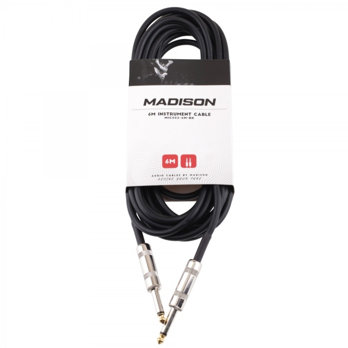 Madison MIC002-6M-BK Gitar Kablosu (6m Siyah) | Standart Enstrüman Kablosu Güvenilir İletim
