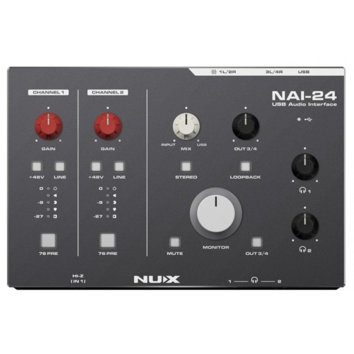NUX NAI-24 Ses Kartı | 2 Giriş/4 Çıkış Yüksek Çözünürlüklü Kayıt