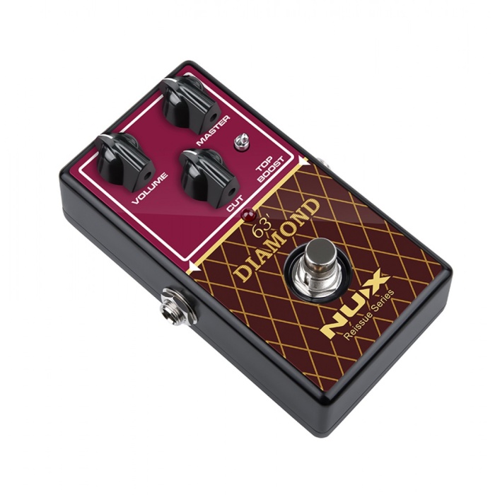 NUX NRO-6 63 Diamond Preamp-Overdrive (Üst Segment - Vox AC30 Style) | Efsanevi Vox AC30 Top Boost Tonları, Diamond Devre Tasarımı, Parlak Tizler ve Karakteristik Mid Tepkisi | Ölçüler: 122 x 72 x 47 mm
