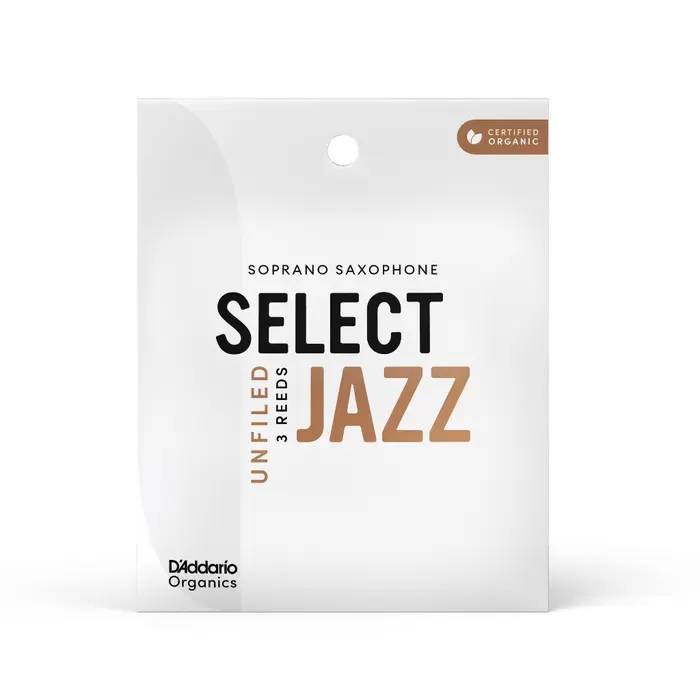 DAddario ORRS03SSX3S Organic Select Jazz Unfiled Soprano Saksafon Kamışı No: 3 Soft (Profesyonel/Caz) - 3lü Paket | Kimyasalsız Organik Tarım Sertifikalı, Üstün Projeksiyon ve Net Caz Tınısı